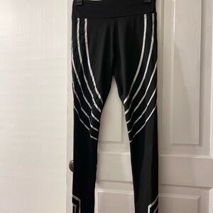 Black Leggings with Reflective Silver Stripe Detail